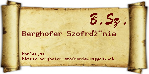 Berghofer Szofrónia névjegykártya